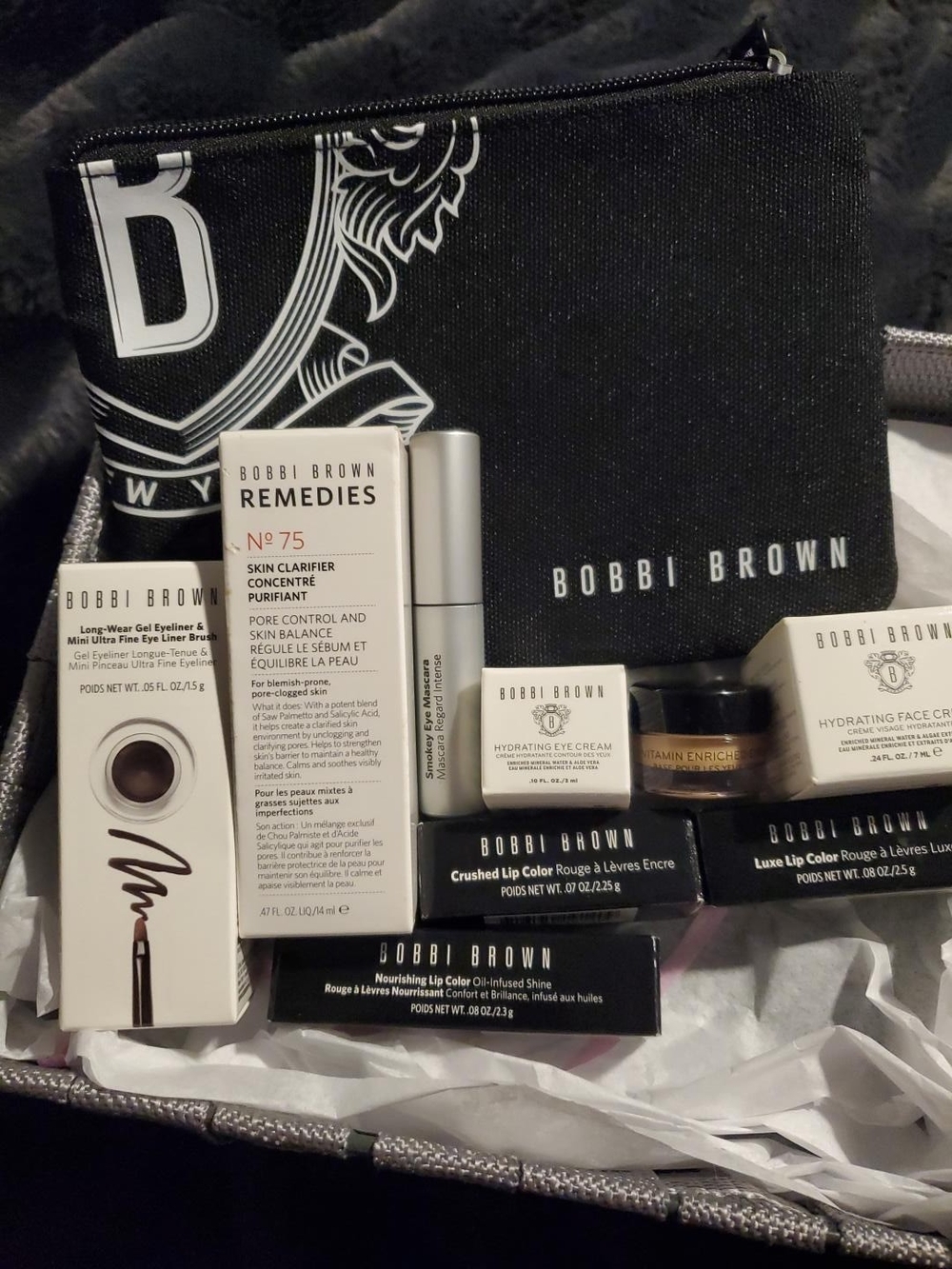 Bobbi Brown NEW Makeup Skincare Bundle Lipstick Eyeliner Mascara + Bag